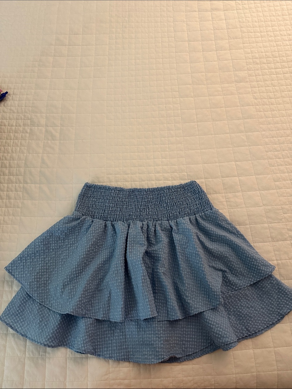 Altar'd State Light Blue Smocked Tiered Mini Skirt